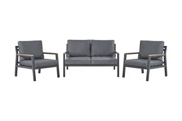 Trädgårdsmöbelset 4-sits mörkgrå DELIA - Svart - Utemöbler - Utegrupp - Loungegrupp