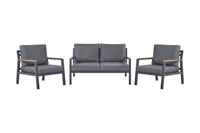 Trädgårdsmöbelset 4-sits mörkgrå DELIA - Svart - Utemöbler - Utegrupp - Loungegrupp