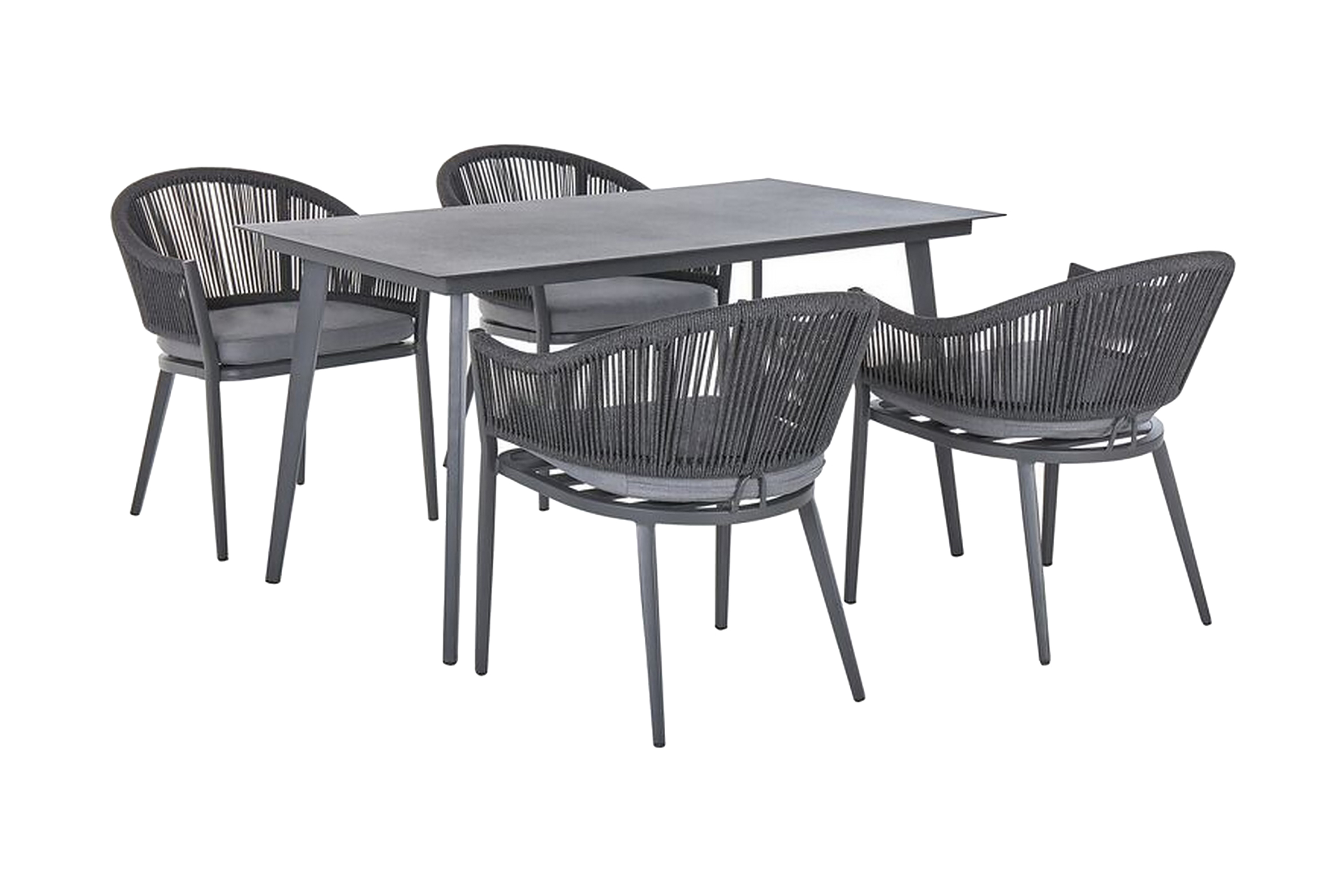 Trädgårdsset av bord och 4 stolar aluminium MILETO – Grå