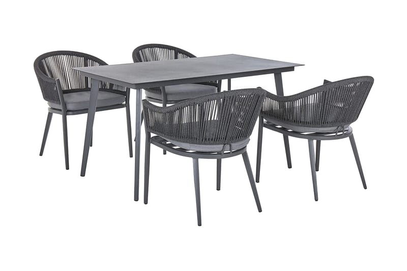 Trädgårdsset av Utebord och 4 Utestolar aluminium MILETO - Grå - Utemöbler - Utegrupp - Loungegrupp