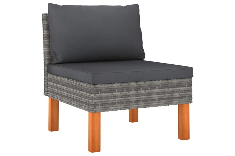 Trädgårdssoffa 3-sits med dynor konstrotting grå - Grå - Utemöbler - Utesoffor & bänkar - Loungesoffa
