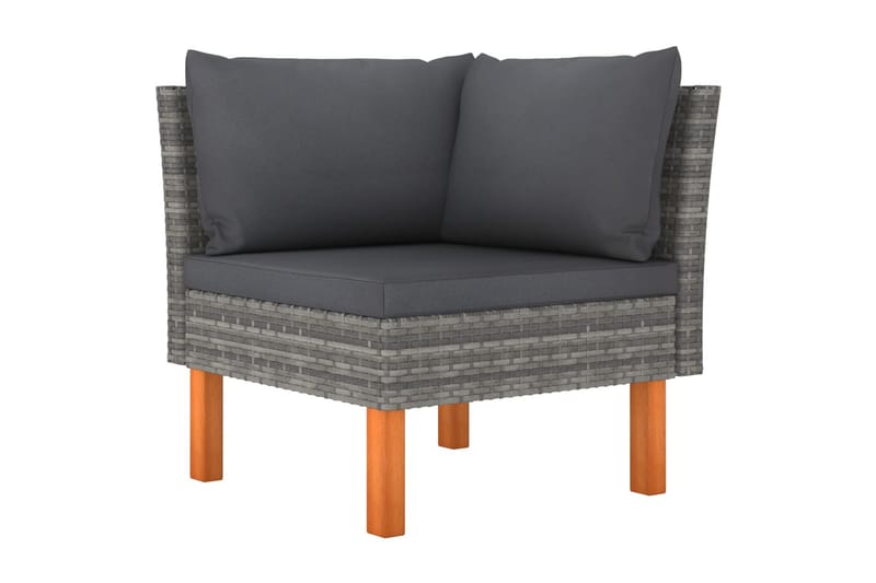 Trädgårdssoffa 3-sits med dynor konstrotting grå - Grå - Utemöbler - Utesoffor & bänkar - Loungesoffa