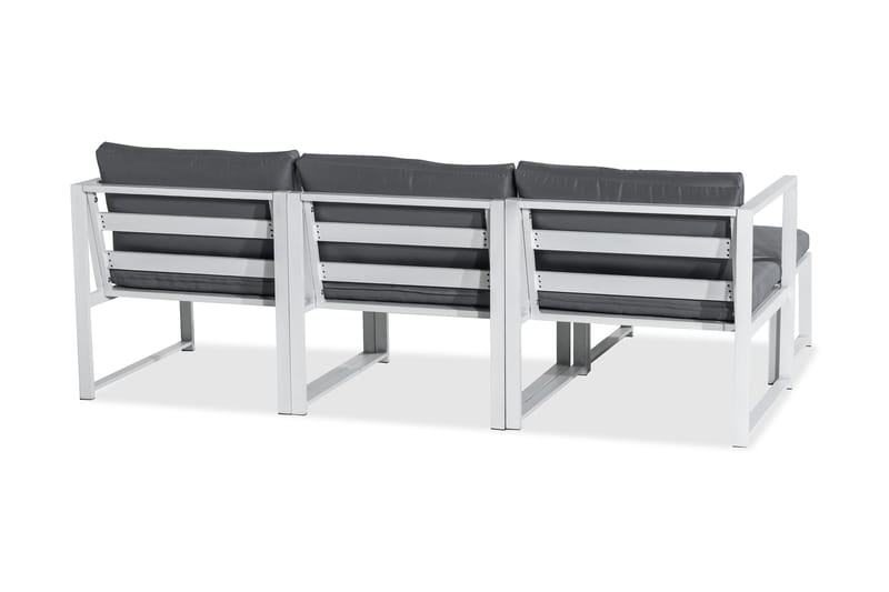 Tunis Loungegrupp Utomhus - 4-sits Loungeset Utemöbler för Uteplats - Vit / Gråa dynor - Utemöbler - Utegrupp - Loungegrupp