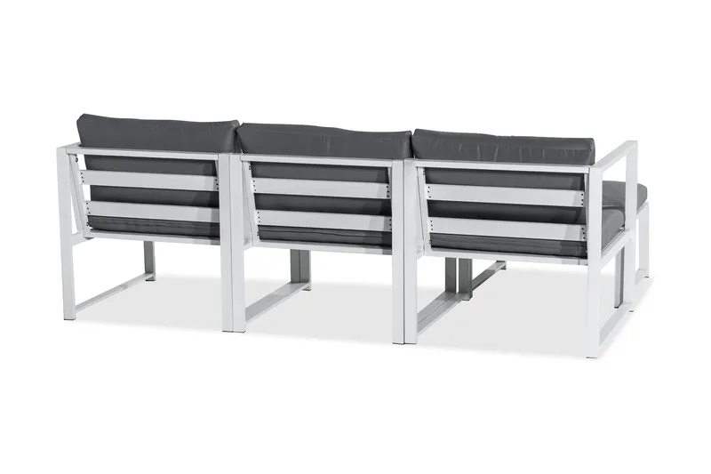 Tunis Loungegrupp Utomhus - 4-sits Loungeset Utemöbler för Uteplats - Vit / Gråa dynor - Utemöbler - Utegrupp - Loungegrupp