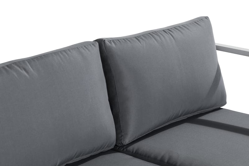 Tunis Loungegrupp Utomhus - 4-sits Loungeset Utemöbler för Uteplats - Vit / Gråa dynor - Utemöbler - Utegrupp - Loungegrupp