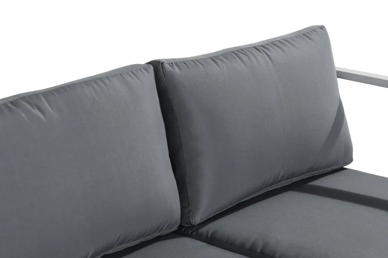Tunis Loungegrupp Utomhus - 4-sits Loungeset Utemöbler för Uteplats - Vit / Gråa dynor - Utemöbler - Utegrupp - Loungegrupp