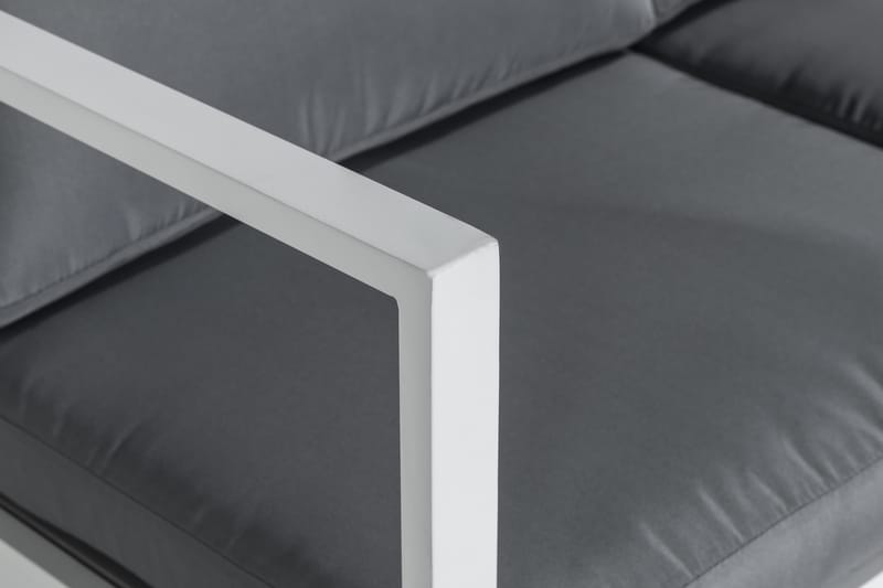 Tunis Loungegrupp Utomhus - 4-sits Loungeset Utemöbler för Uteplats - Vit / Gråa dynor - Utemöbler - Utegrupp - Loungegrupp