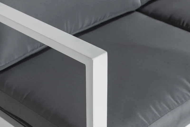 Tunis Loungegrupp Utomhus - 4-sits Loungeset Utemöbler för Uteplats - Vit / Gråa dynor - Utemöbler - Utegrupp - Loungegrupp