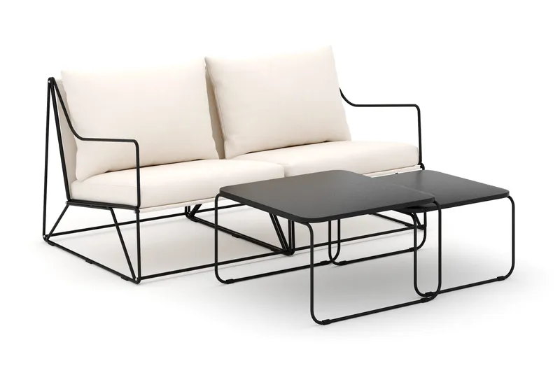 Usteryd 2 sits Loungesoffa med satsbord, Svart/Beige