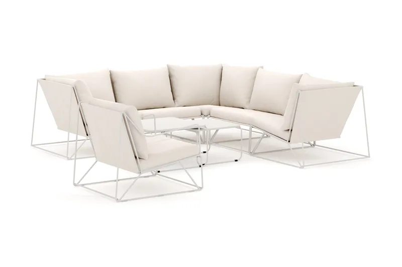 Usteryd utomhus hörnsoffa 6-sits vändbar med fåtölj, Beige/Beige