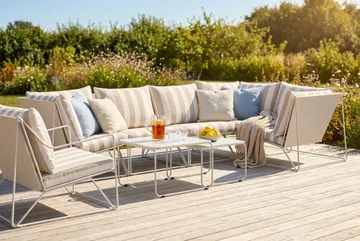 Usteryd utomhus hörnsoffa 6-sits vändbar med fåtölj - Beige/Striped - Utemöbler - Utegrupp - Loungegrupp