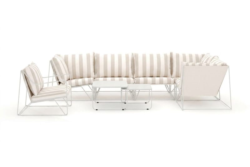 Usteryd utomhus hörnsoffa 6-sits vändbar med fåtölj - Beige/Striped - Utemöbler - Utegrupp - Loungegrupp
