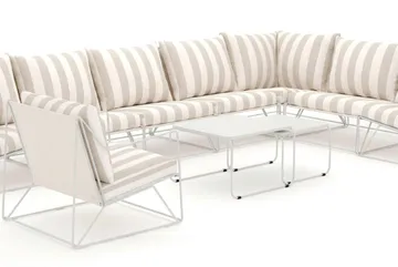 Usteryd utomhus L-soffa 8-sits vändbar med fåtölj - Beige/Striped - Utemöbler - Utegrupp - Loungegrupp