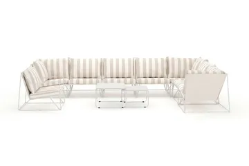 Usteryd utomhus L-soffa 8-sits vändbar med fåtölj - Beige/Striped - Utemöbler - Utegrupp - Loungegrupp