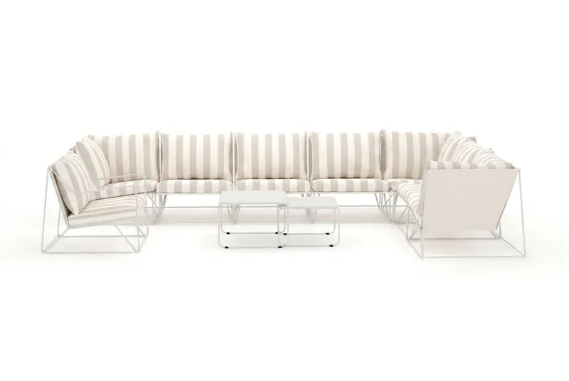 Usteryd utomhus L-soffa 8-sits vändbar med fåtölj - Beige/Striped - Utemöbler - Utegrupp - Loungegrupp