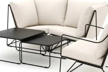 Usteryd utomhus rak 3-sits soffa med fåtölj - Svart/Beige - Utemöbler - Utegrupp - Loungegrupp