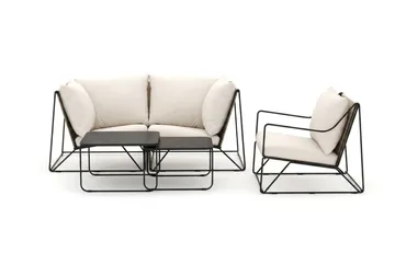 Usteryd utomhus rak 3-sits soffa med fåtölj - Svart/Beige - Utemöbler - Utegrupp - Loungegrupp