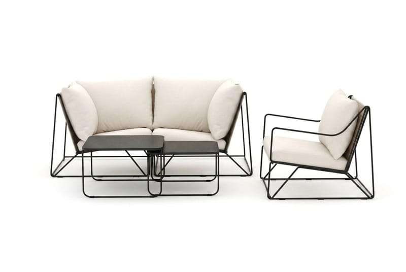 Usteryd utomhus rak 3-sits soffa med fåtölj - Svart/Beige - Utemöbler - Utegrupp - Loungegrupp