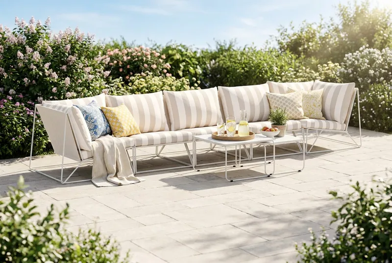 Usteryd utomhus rak 5-sits soffa - Beige/Striped - Utemöbler - Utegrupp - Loungegrupp
