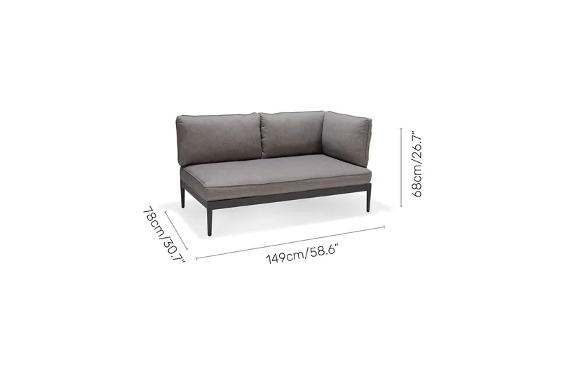 Utomhusset TOPAZ dagbädd + vänster/höger 2-sitssoffa + soffbord 73 cm - magnesiumgrå - Utemöbler - Utegrupp - Loungegrupp