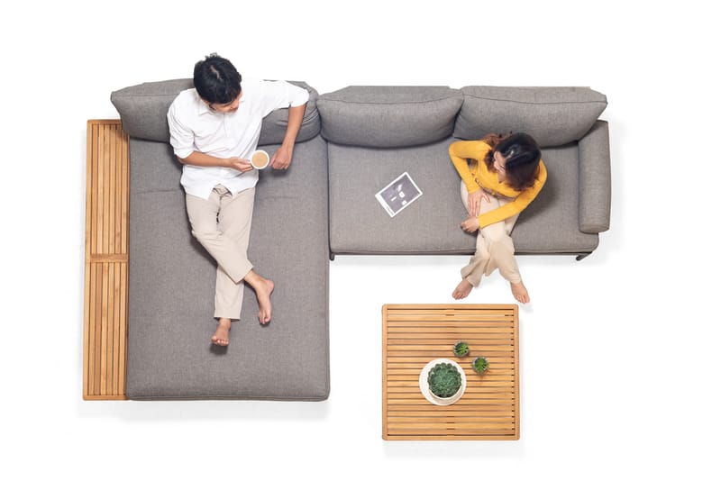 Utomhusset TOPAZ dagbädd + vänster/höger 2-sitssoffa + soffbord 73 cm - magnesiumgrå - Utemöbler - Utegrupp - Loungegrupp