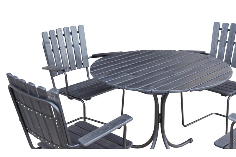 VAXHOLM Matbord Utomhus + Utestolar Runt Kaffesvart/Grå - Utemöbler - Utegrupp - Loungegrupp