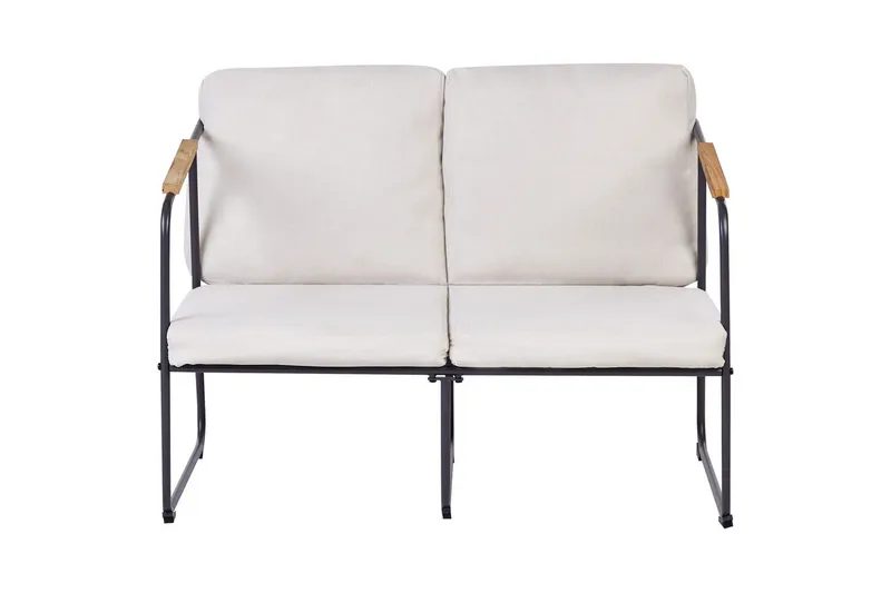 Loungegrupp Vezzana Beige/ljust trä/svart - Beige/ljust trä/svart - Utemöbler - Utegrupp - Loungegrupp