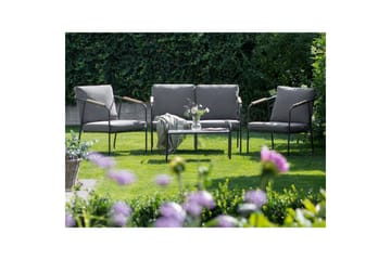 Loungegrupp Vezzana Grå/ljust trä/svart - Grå/ljust trä/svart - Utemöbler - Utegrupp - Loungegrupp