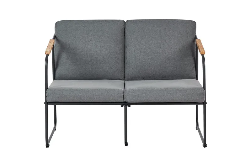 Loungegrupp Vezzana Grå/ljust trä/svart - Grå/ljust trä/svart - Utemöbler - Utegrupp - Loungegrupp