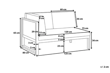 Vinci Loungegrupp Utomhus 120 cm - Grå - Utemöbler - Utegrupp - Loungegrupp
