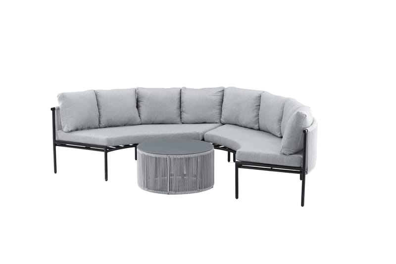 Virya Loungegrupp Utomhus Rund 6-sits - Grå - Utemöbler - Utegrupp - Loungegrupp