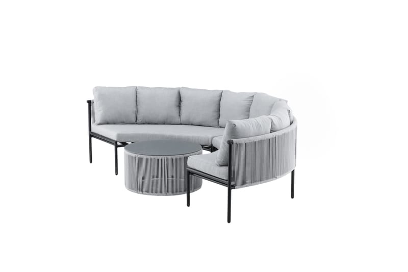 Virya Loungegrupp Utomhus Rund 6-sits - Grå - Utemöbler - Utegrupp - Loungegrupp