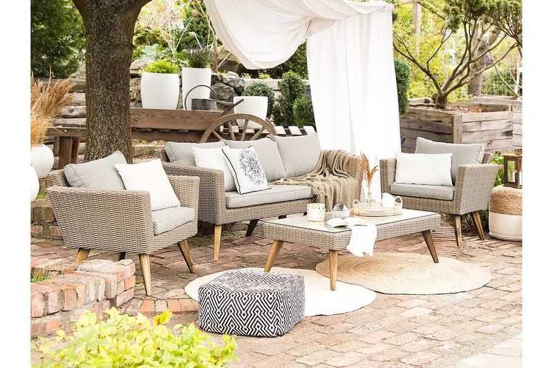 Vittoria xl  Loungegrupp Utomhus 120 cm - Trä/Natur - Utemöbler - Utegrupp - Loungegrupp