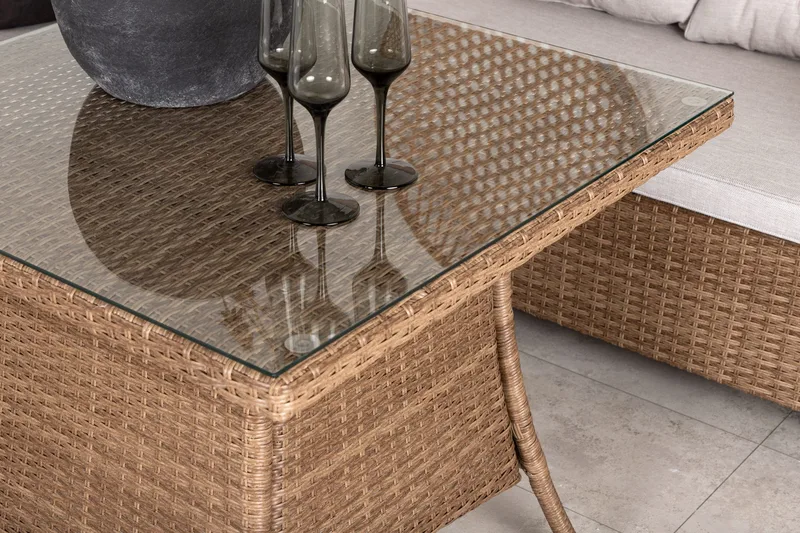 Watford Hörnsoffa Utomhus med Utebord - Brun/Natur - Utemöbler - Utegrupp - Loungegrupp