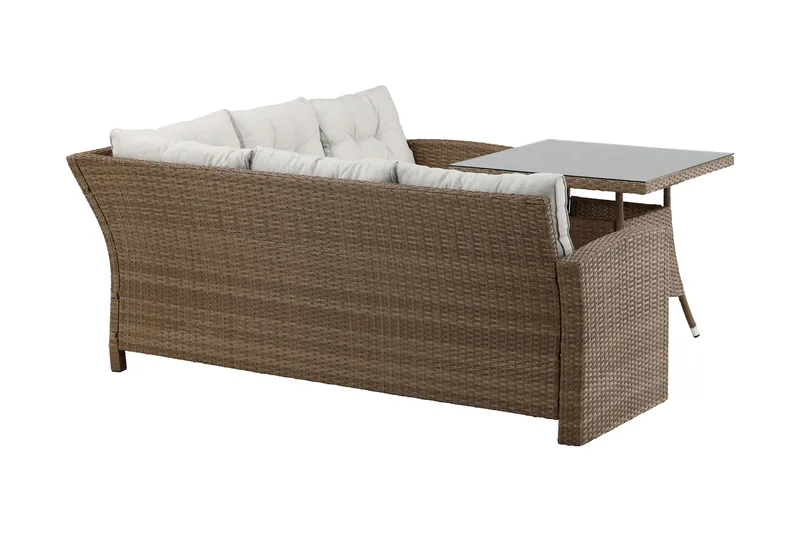 Watford Hörnsoffa Utomhus med Utebord - Brun/Natur - Utemöbler - Utegrupp - Loungegrupp