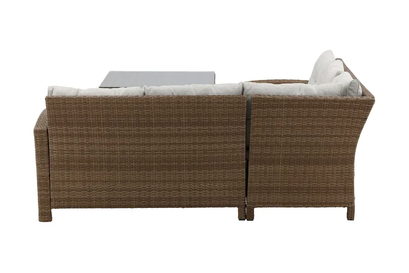 Watford Hörnsoffa Utomhus med Utebord - Brun/Natur - Utemöbler - Utegrupp - Loungegrupp