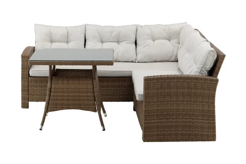 Watford Hörnsoffa Utomhus med Utebord - Brun/Natur - Utemöbler - Utegrupp - Loungegrupp