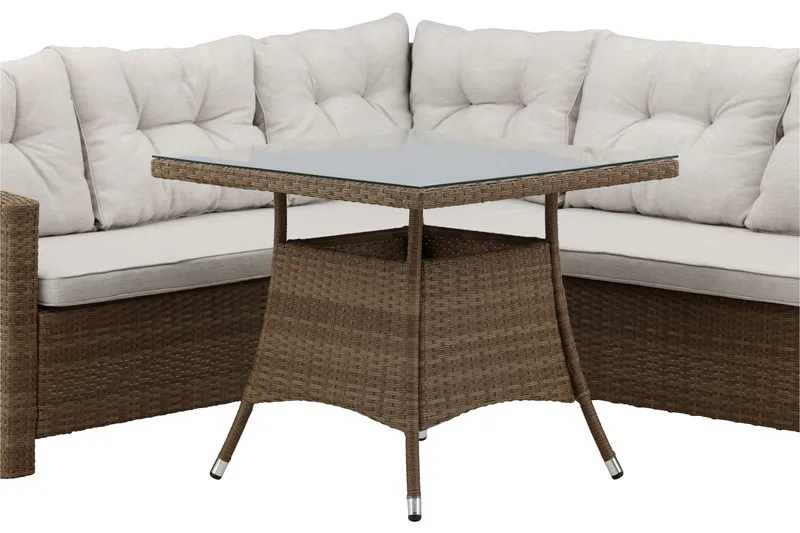 Watford Hörnsoffa Utomhus med Utebord - Brun/Natur - Utemöbler - Utegrupp - Loungegrupp