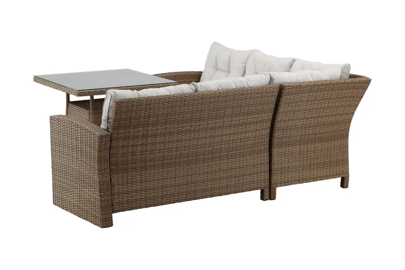 Watford Hörnsoffa Utomhus med Utebord - Brun/Natur - Utemöbler - Utegrupp - Loungegrupp