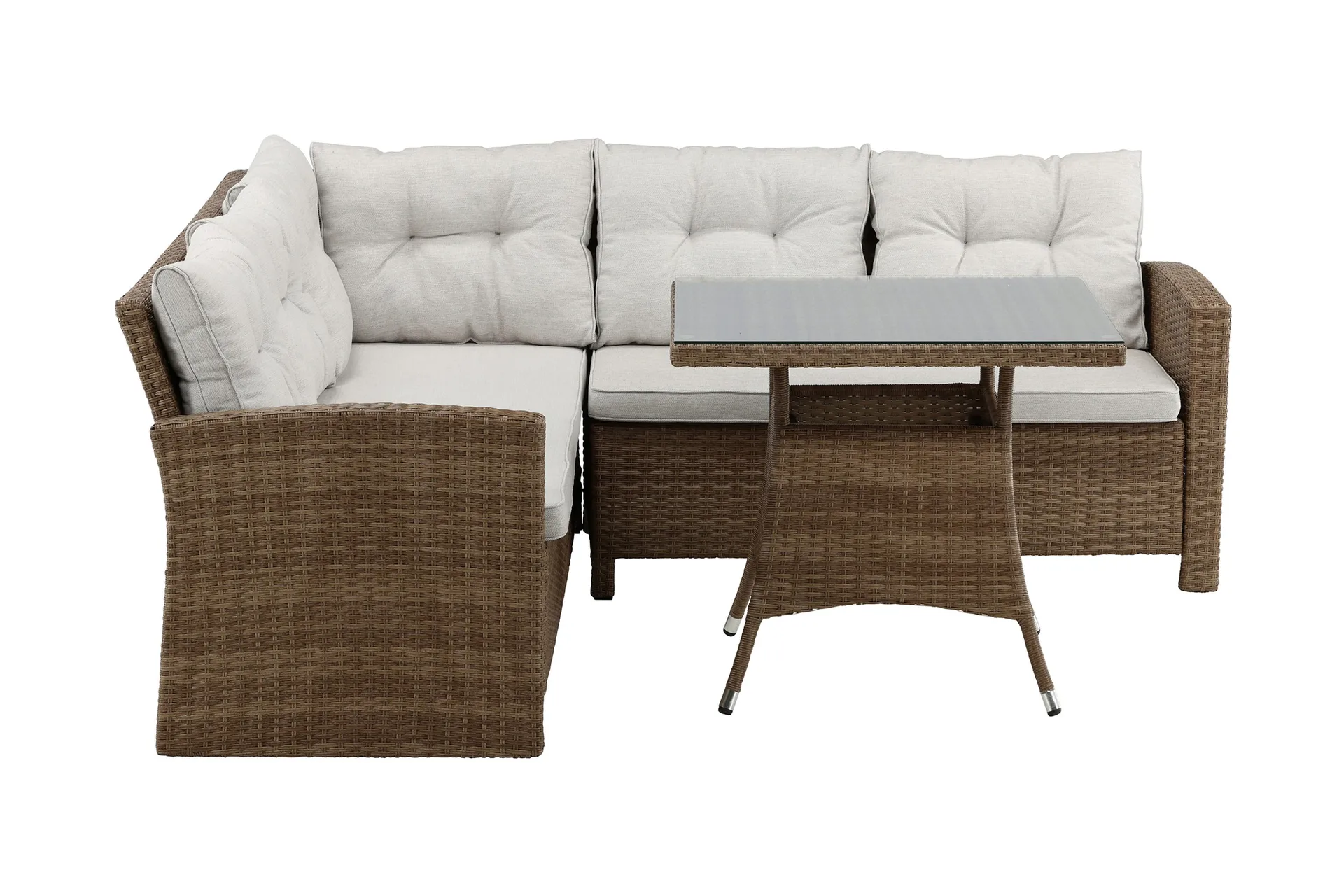 watford hörnsoffa utomhus med utebord - brun/natur