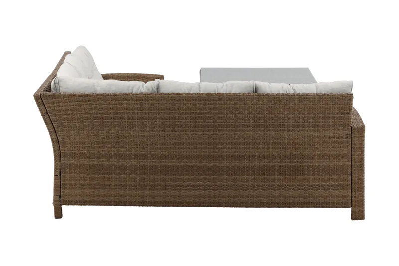 Watford Hörnsoffa Utomhus med Utebord - Brun/Natur - Utemöbler - Utegrupp - Loungegrupp