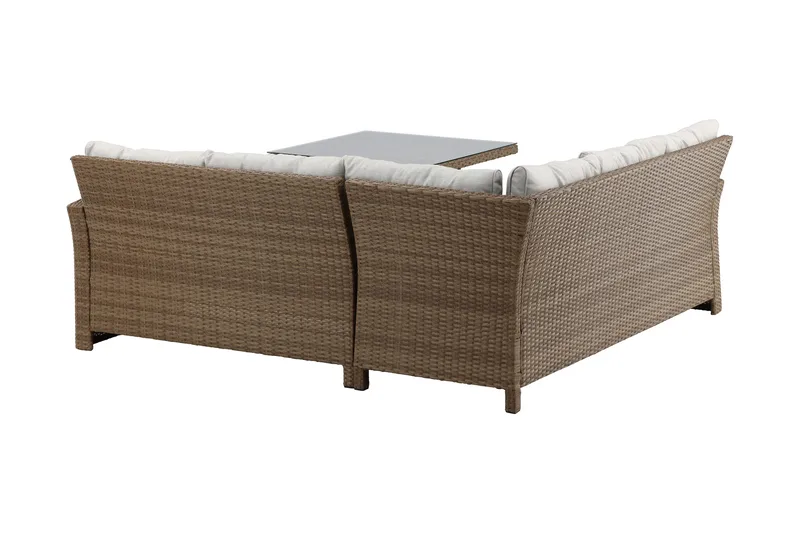 Watford Hörnsoffa Utomhus med Utebord - Brun/Natur - Utemöbler - Utegrupp - Loungegrupp