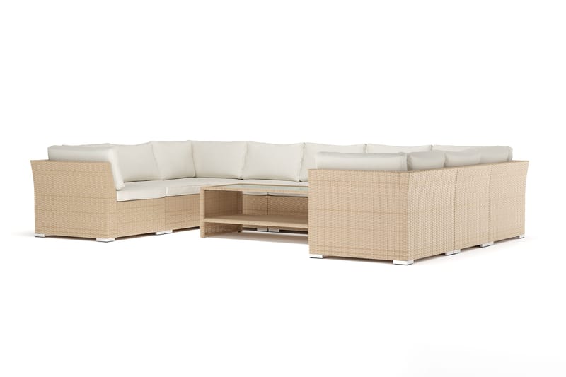 Wisconsin utomhus U-soffa 9-sits med stängt avslut, Beige