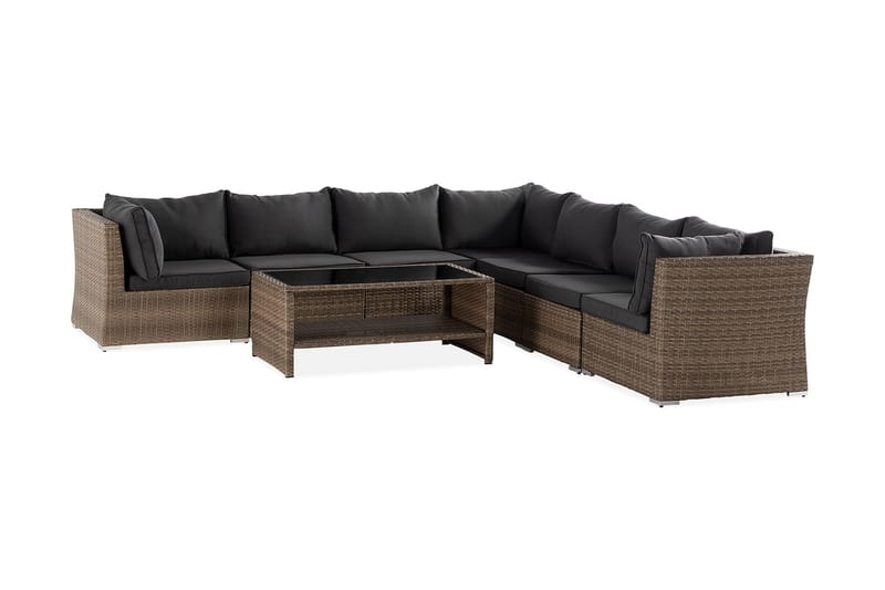 Wisconsin Premium Loungegrupp Utomhus 7-sits Glas/Konstrotting/Sand/Svart - Utemöbler - Utegrupp - Loungegrupp
