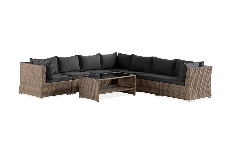 Wisconsin Premium Loungegrupp Utomhus 7-sits Glas/Konstrotting/Sand/Svart - Utemöbler - Utegrupp - Loungegrupp
