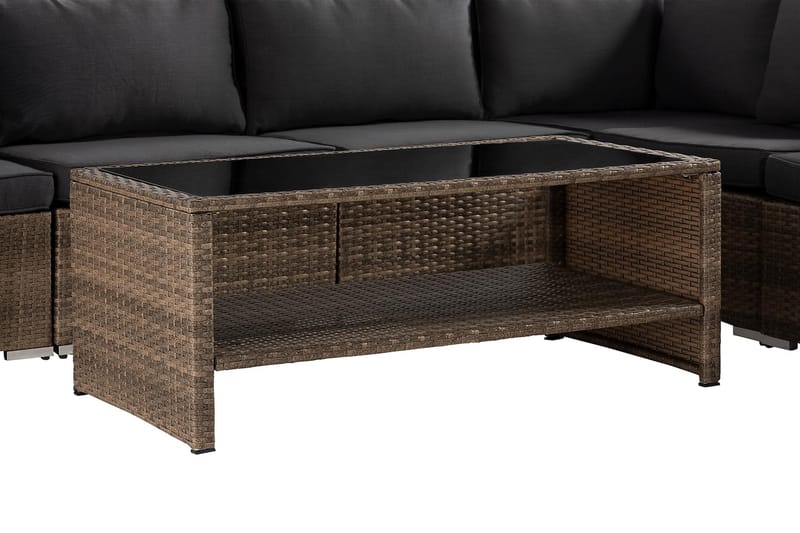 Wisconsin Premium Loungegrupp Utomhus 7-sits Glas/Konstrotting/Sand/Svart - Utemöbler - Utegrupp - Loungegrupp