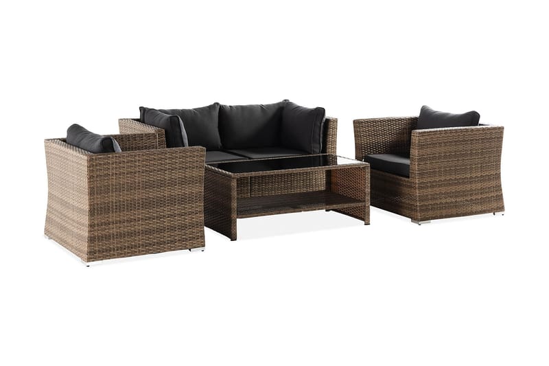 Wisconsin Premium Loungegrupp Utomhus 4-sits Glas/Konstrotting/Sand - Utemöbler - Utegrupp - Loungegrupp
