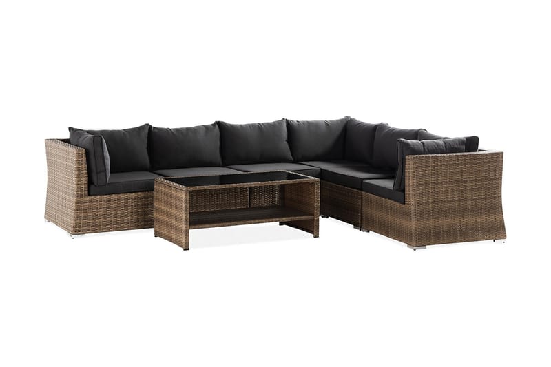 Wisconsin Premium Loungegrupp Utomhus 6-sits Glas/Konstrotting/Sand - Utemöbler - Utegrupp - Loungegrupp