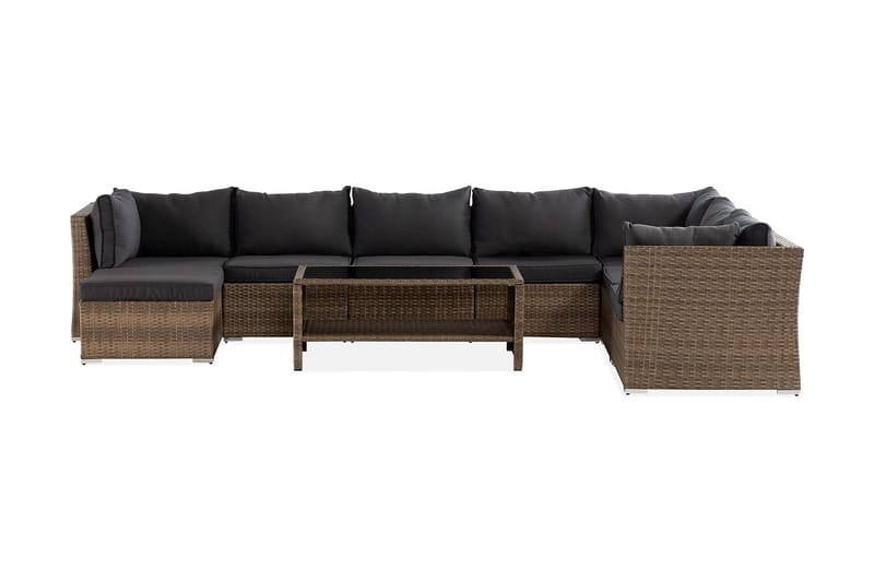Wisconsin Premium Loungegrupp Utomhus 8-sits Glas/Konstrotting/Sand/Svart - Utemöbler - Utegrupp - Loungegrupp