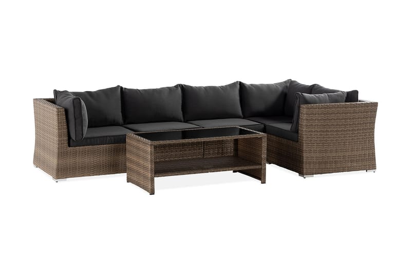 Wisconsin Premium Loungegrupp Utomhus 5-sits Glas/Konstrotting/Sand/Svart - Utemöbler - Utegrupp - Loungegrupp